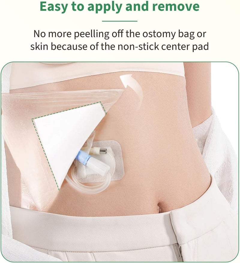 DERAYMI 50 Pack Waterproof Ostomy Bag Shower Covers with Non-Stick Center Pad, Ostomy Supplies Colostomy Ileostomy Urostomy Pouches Shower Guard Shields – Hands-Free Showering Leakproof Seal 8"x 8" - Image 3